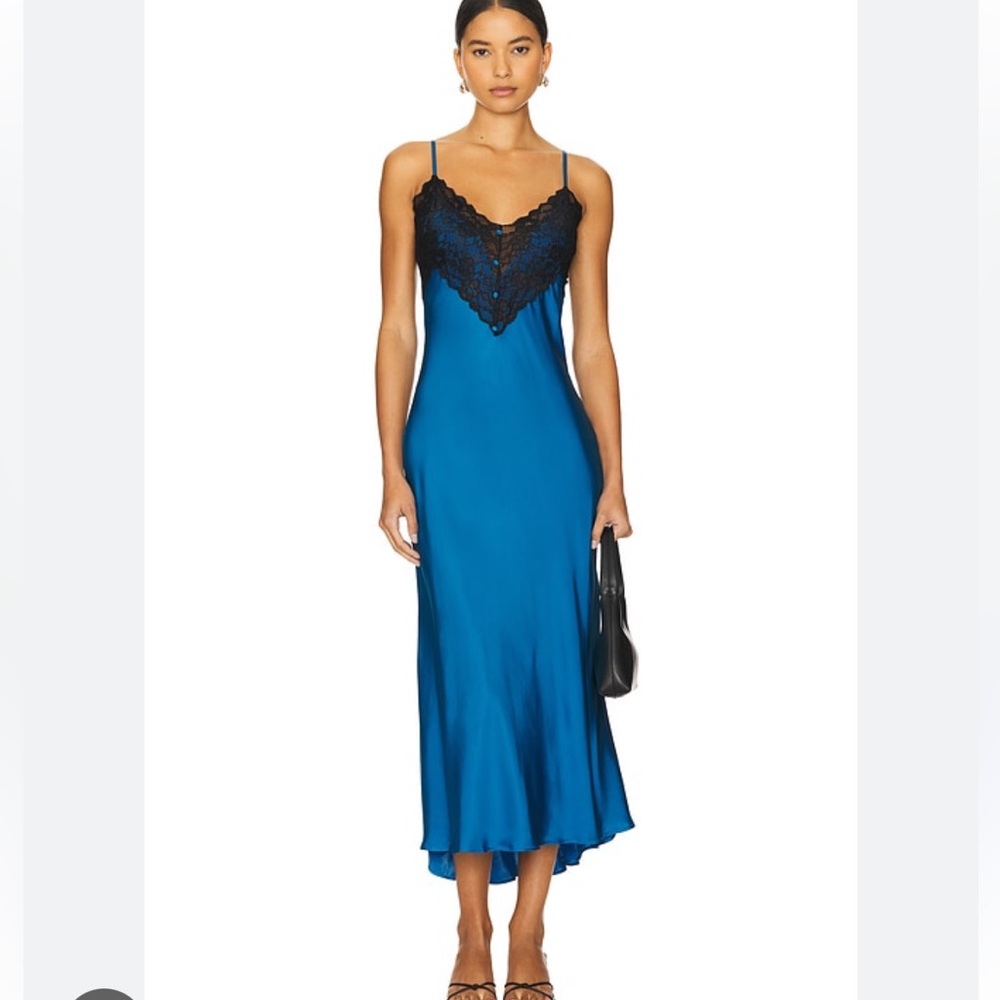 Danielle Guizio Blue Lace Trim Dress